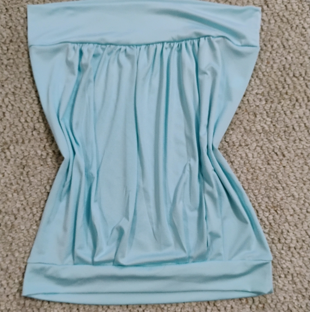 Light Blue Strapless Top